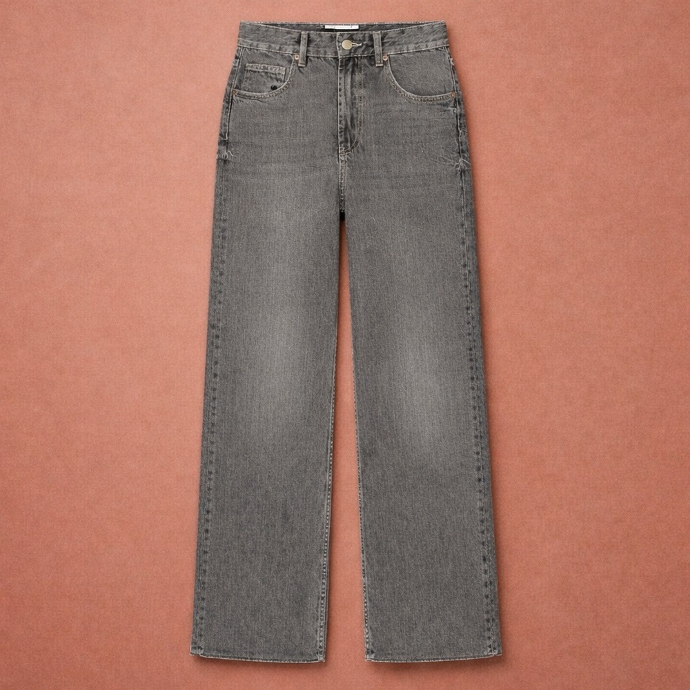 ZARA 👖NWT 🆕✨ Grey High-Rise Wide Leg Jeans | Size 0